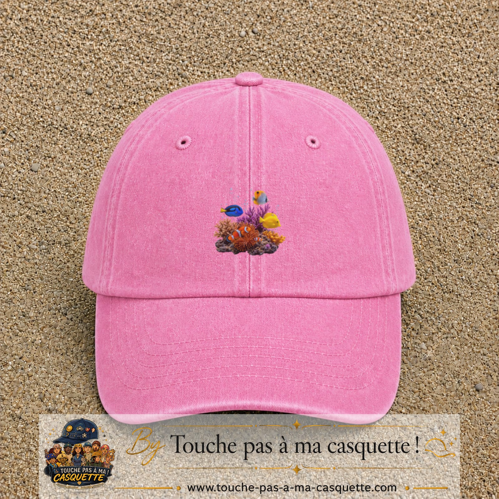 Image principale casquette Rose délavé avec motif Récif aux poissons 5 cm