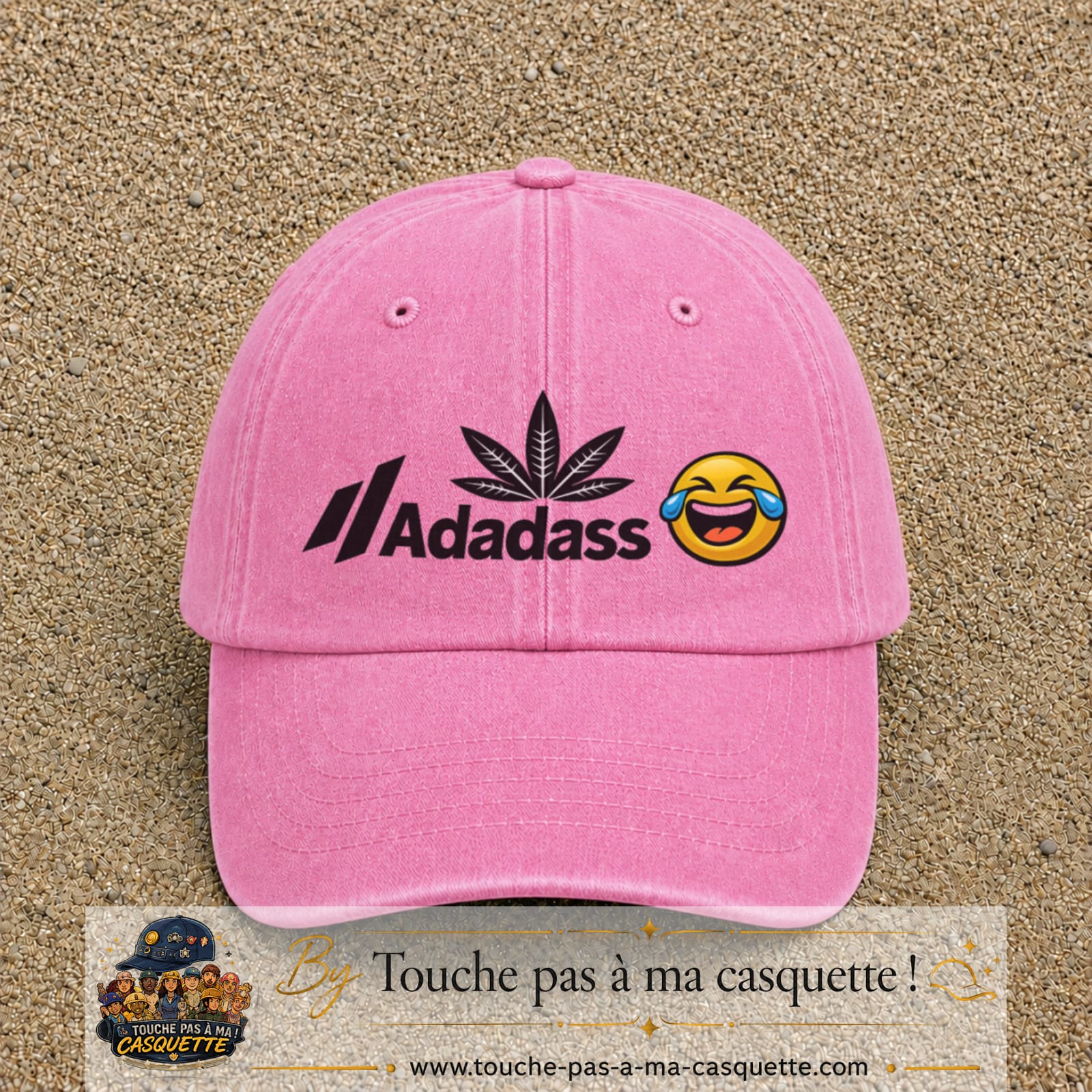 Image principale produit37grosRS - casquette Rose délavé avec visuel Adadass emoji rieur 7 cm