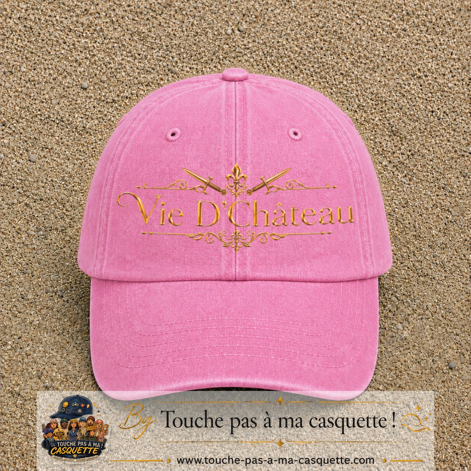 Image principale produit53grosRS - casquette Rose délavé avec visuel Vie de Château 7 cm