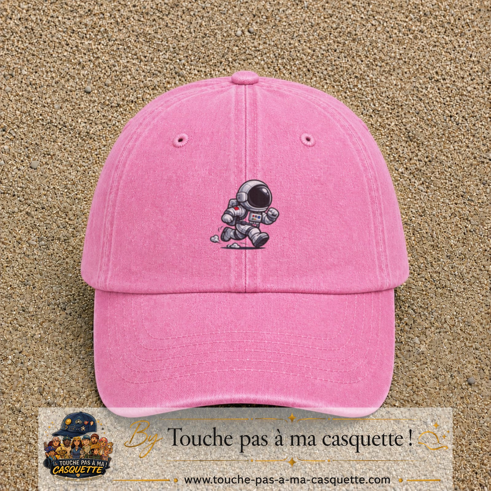 Image principale produit64moyenRS - casquette Rose délavé avec visuel Astronaute chibi 5 cm