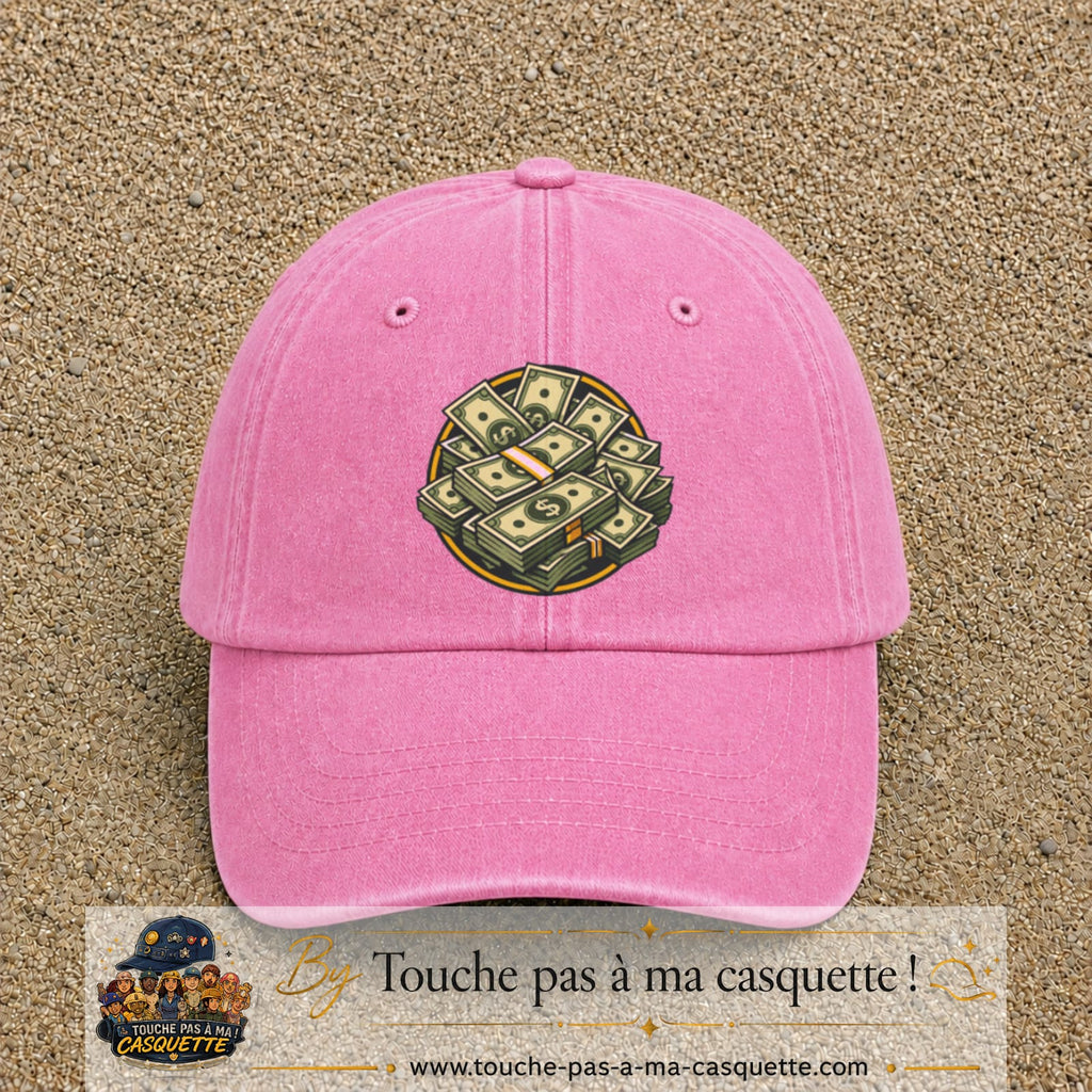Image principale produit61grosRS - casquette Rose délavé avec visuel Liasses de billets 7 cm