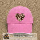 Image principale produit18grosRS - casquette Rose délavé avec visuel Cœur léopard 7 cm