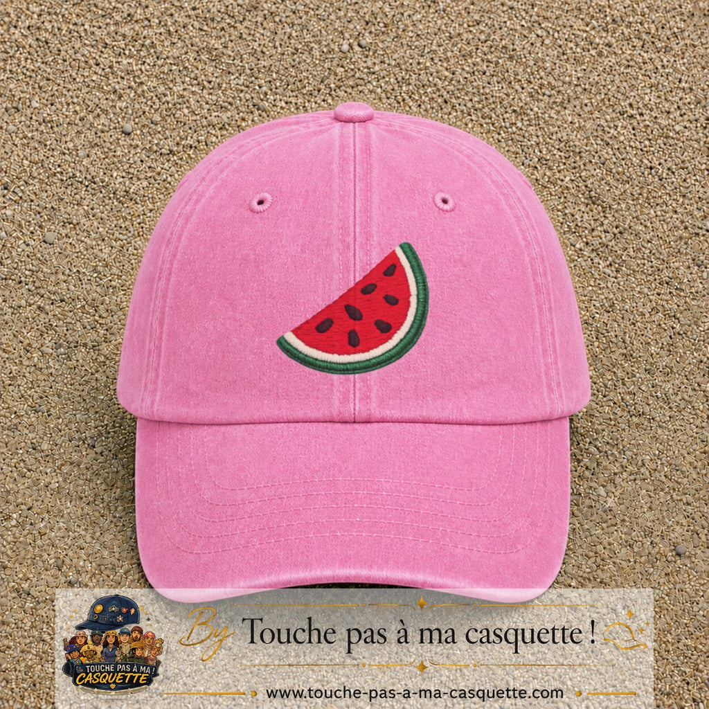 Image principale produit22grosRS - casquette Rose délavé avec visuel Pastèque 7 cm