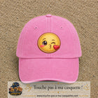 Image principale produit10grosRS - casquette Rose délavé avec visuel Emoji bisou cœur 7 cm
