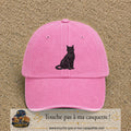 Image principale produit176grosRS - casquette Rose délavé avec visuel Chat noir polygonal 7 cm
