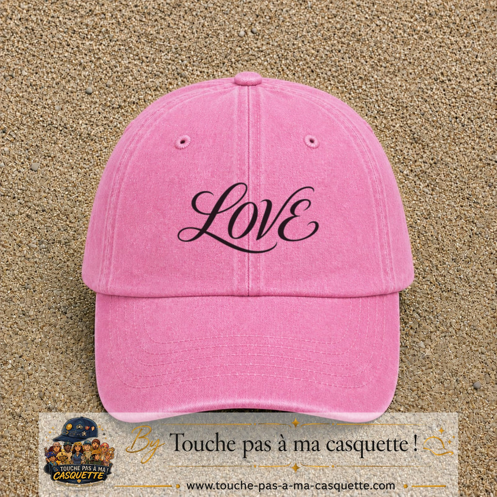 Image principale produit131moyenRS - casquette Rose délavé avec visuel Love calligraphie 5 cm