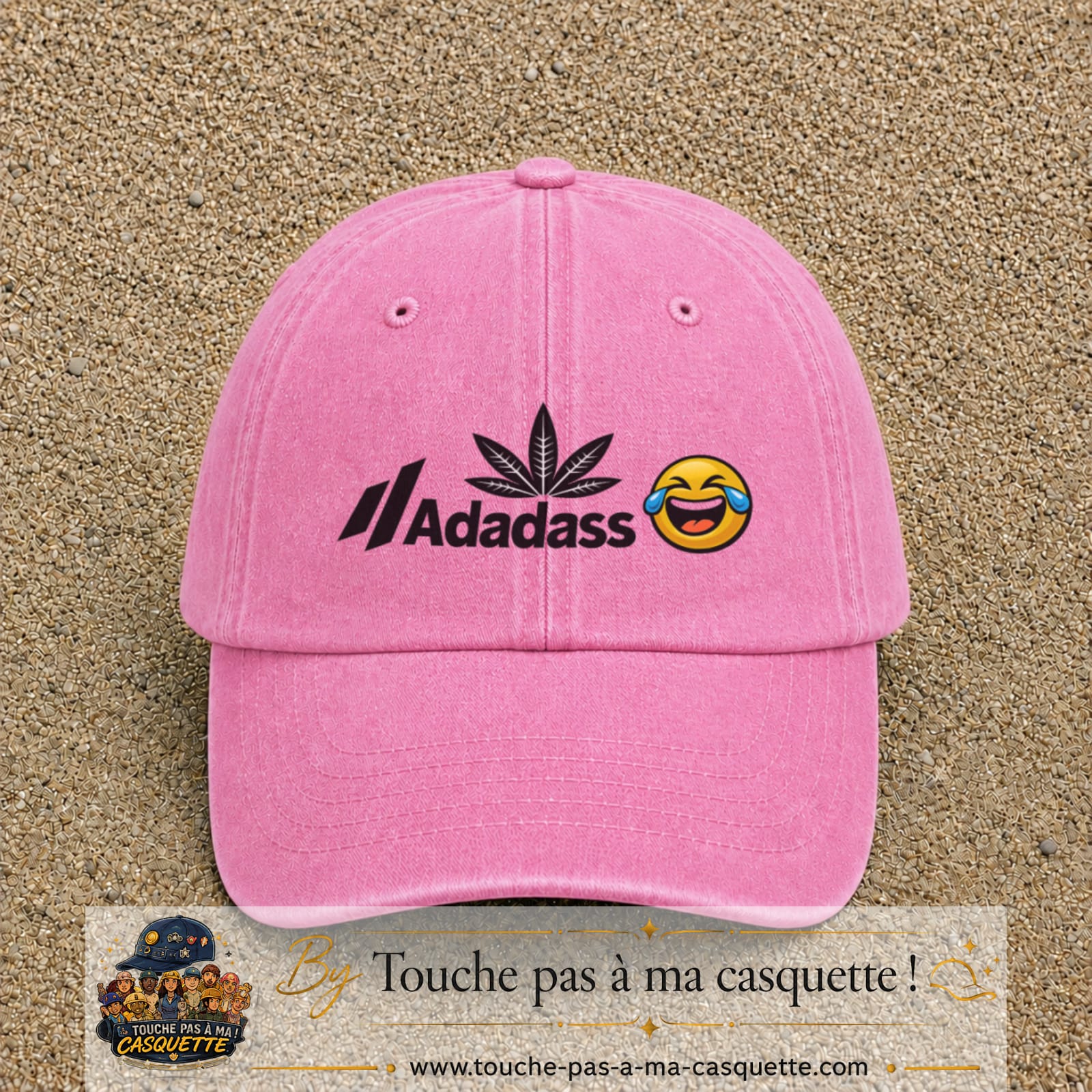 Image principale produit37moyenRS - casquette Rose délavé avec visuel Adadass emoji rieur 5 cm