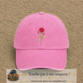 Image principale produit199grosRS - casquette Rose délavé avec visuel Rose florale 7 cm