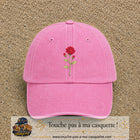 Image principale produit199grosRS - casquette Rose délavé avec visuel Rose florale 7 cm