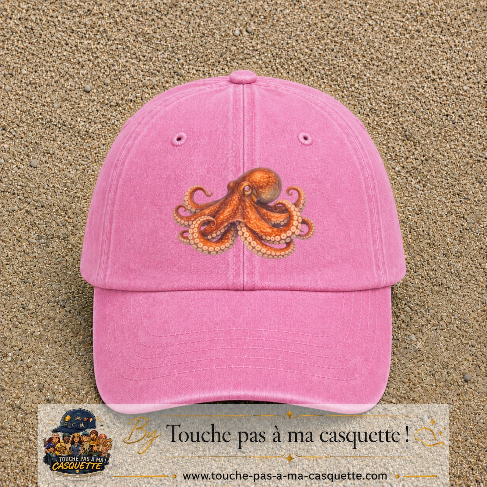 Image principale produit71grosRS - casquette Rose délavé avec visuel Pieuvre 7 cm