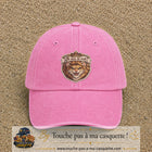Image principale produit40grosRS - casquette Rose délavé avec visuel Lion roi je suis le roi 7 cm