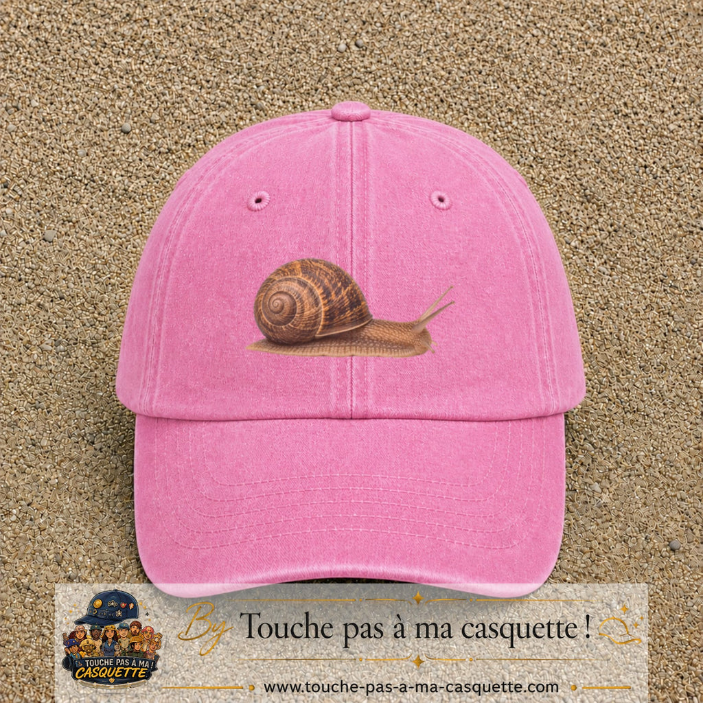 Image principale produit74moyenRS - casquette Rose délavé avec visuel Escargot 5 cm