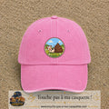 Image principale produit161grosRS - casquette Rose délavé avec visuel Vache humour crotte 7 cm