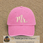 Image principale produit111grosRS - casquette Rose délavé avec visuel Mr blanc 7 cm