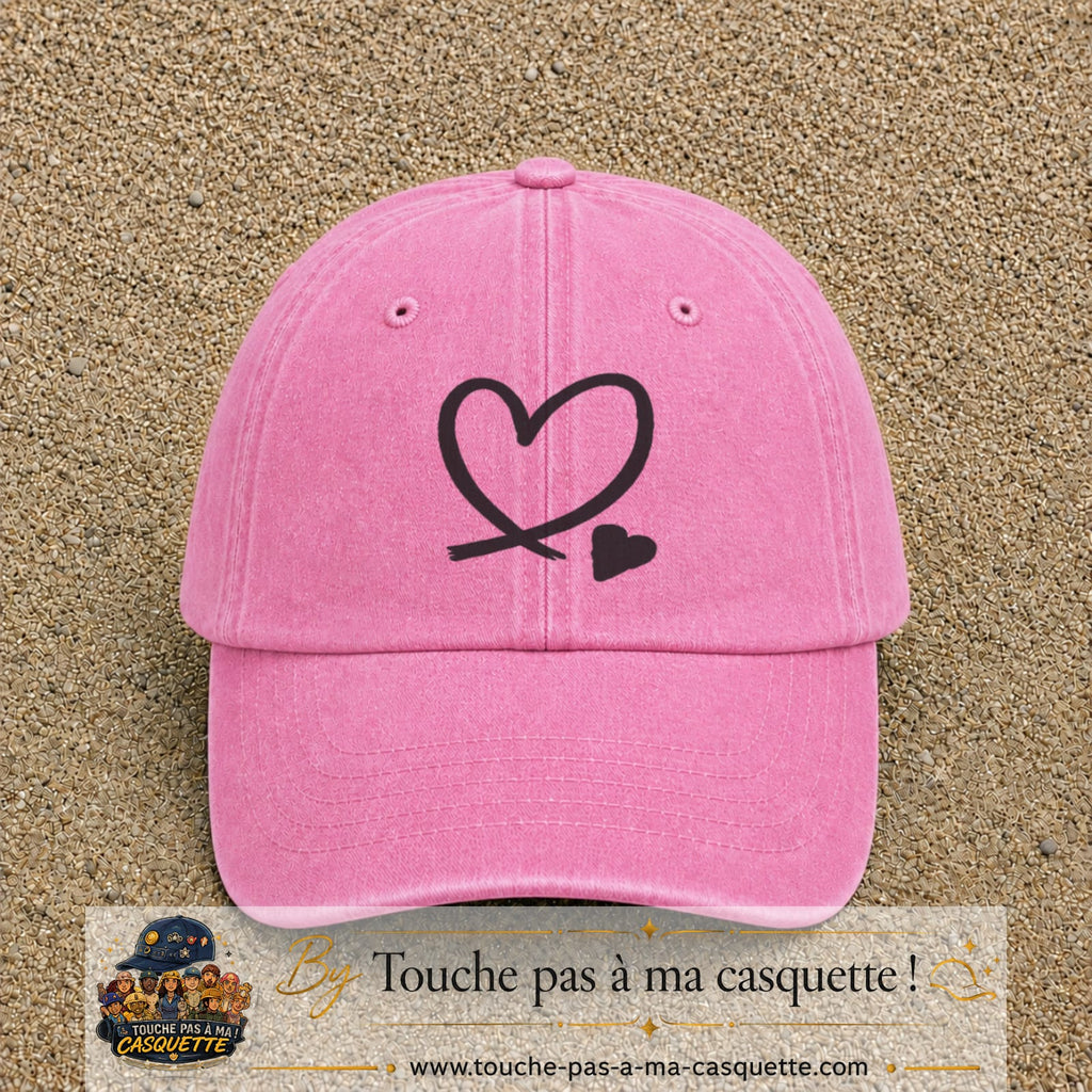 Image principale produit31grosRS - casquette Rose délavé avec visuel Cœur continu noir 7 cm