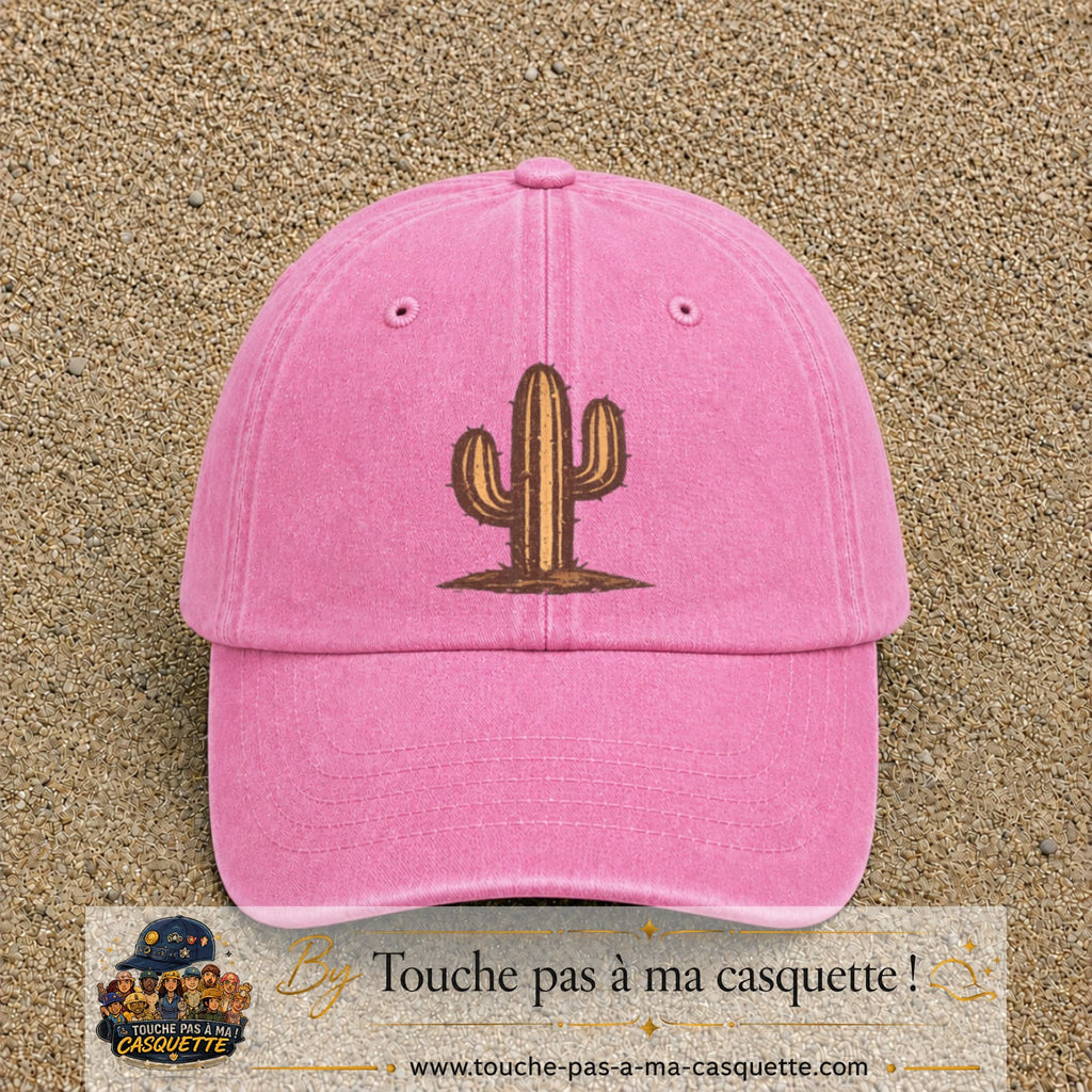 Image principale produit56grosRS - casquette Rose délavé avec visuel Cactus 7 cm