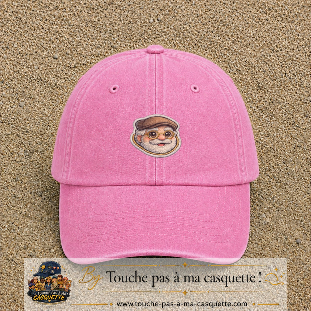 Image principale produit76moyenRS - casquette Rose délavé avec visuel Papy casquette lunettes 5 cm