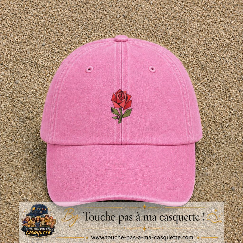 Image principale produit147moyenRS - casquette Rose délavé avec visuel Rose géométrique 5 cm