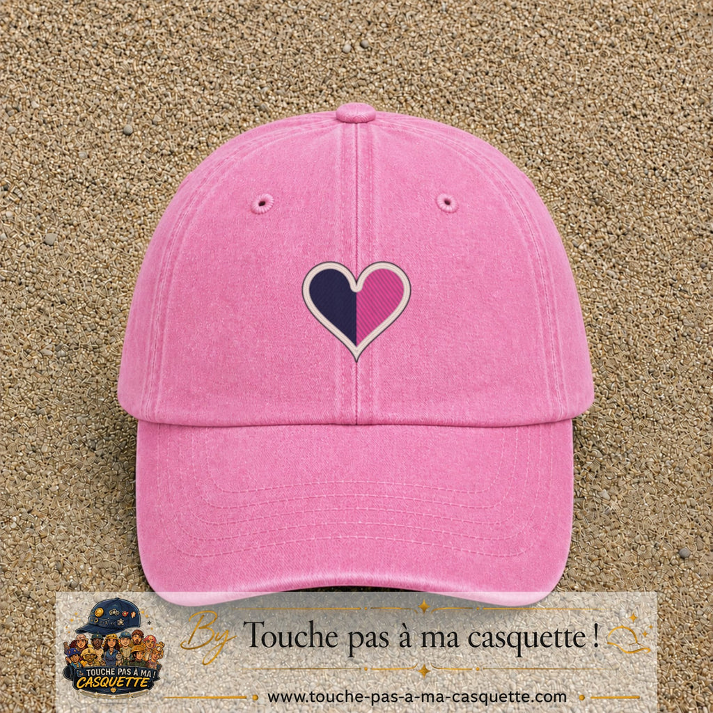 Image principale produit116moyenRS - casquette Rose délavé avec visuel Cœur bicolore 5 cm
