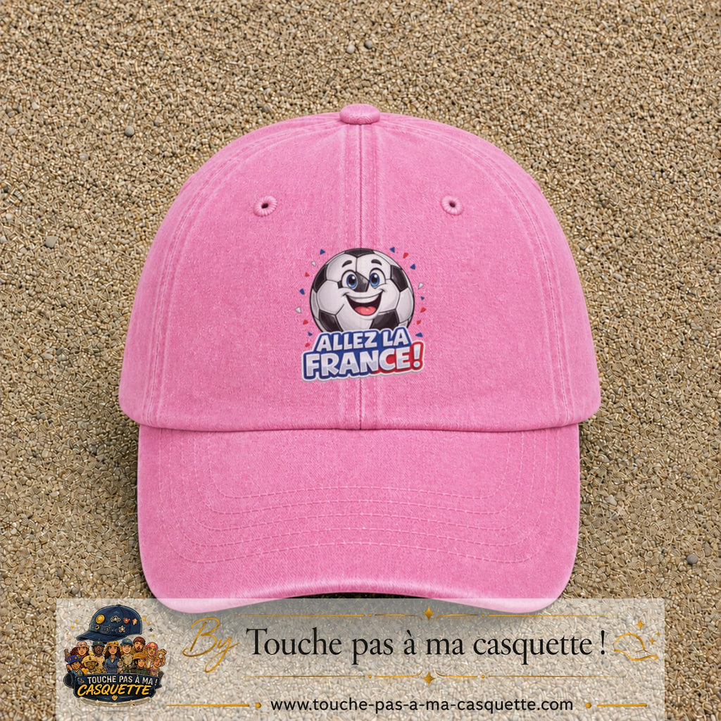 Image principale produit185grosRS - casquette Rose délavé avec visuel Ballon Allez la France 7 cm