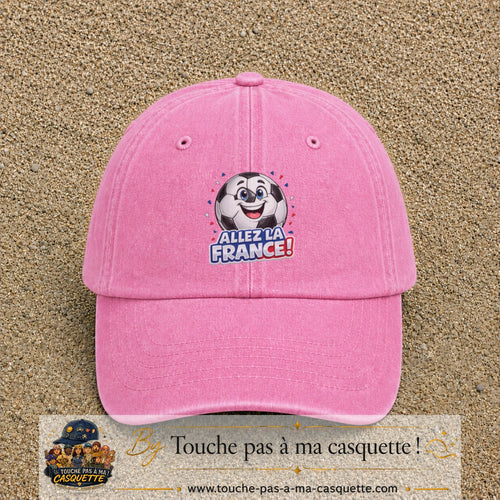 Image principale produit185grosRS - casquette Rose délavé avec visuel Ballon Allez la France 7 cm