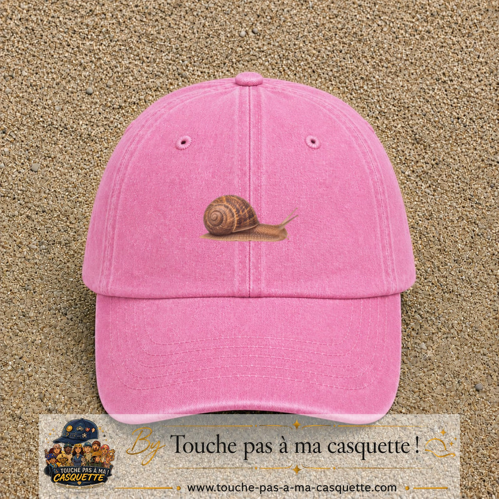 Image principale produit74petitRS - casquette Rose délavé avec visuel Escargot 3 cm