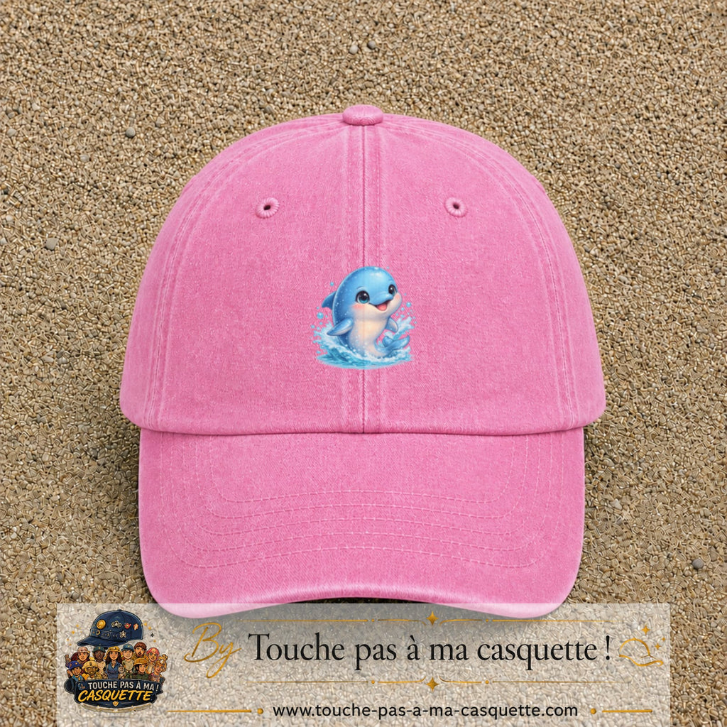 Image principale produit85moyenRS - casquette Rose délavé avec visuel Dauphin 5 cm