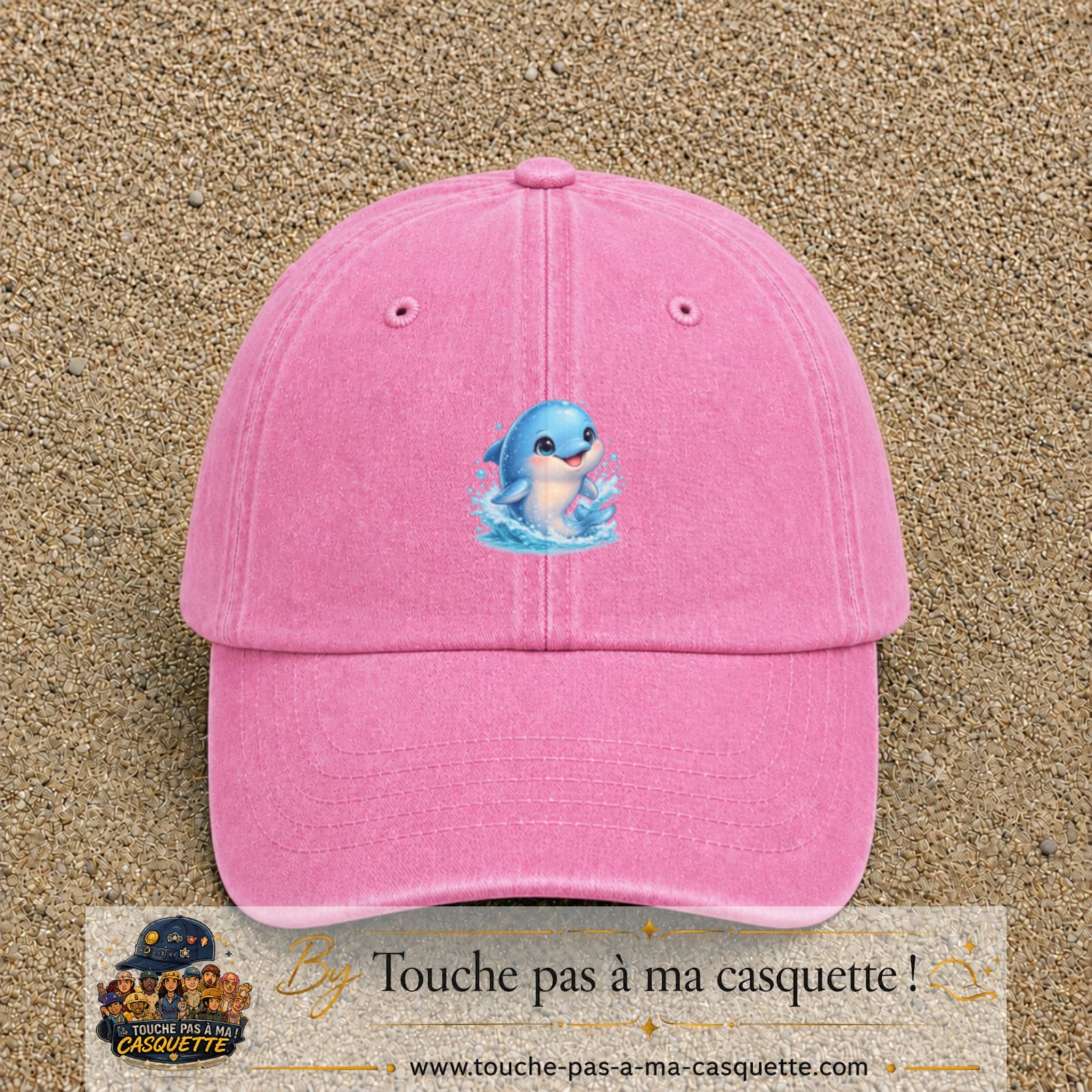 Image principale produit85moyenRS - casquette Rose délavé avec visuel Dauphin 5 cm