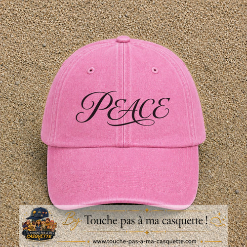 Image principale produit132moyenRS - casquette Rose délavé avec visuel Peace calligraphie 5 cm