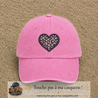 Image principale produit96grosRS - casquette Rose délavé avec visuel Cœur léopard simple 7 cm