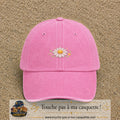 Image principale produit120petitRS - casquette Rose délavé avec visuel Marguerite horizontale 3 cm