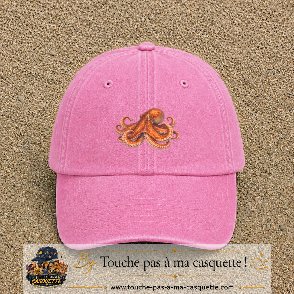 Image principale produit71moyenRS - casquette Rose délavé avec visuel Pieuvre 5 cm