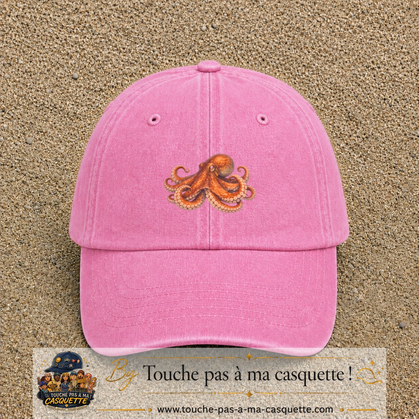 Image principale produit71moyenRS - casquette Rose délavé avec visuel Pieuvre 5 cm