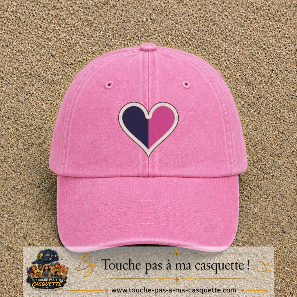 Image principale produit116grosRS - casquette Rose délavé avec visuel Cœur bicolore 7 cm