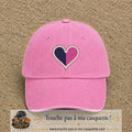 Image principale produit116grosRS - casquette Rose délavé avec visuel Cœur bicolore 7 cm