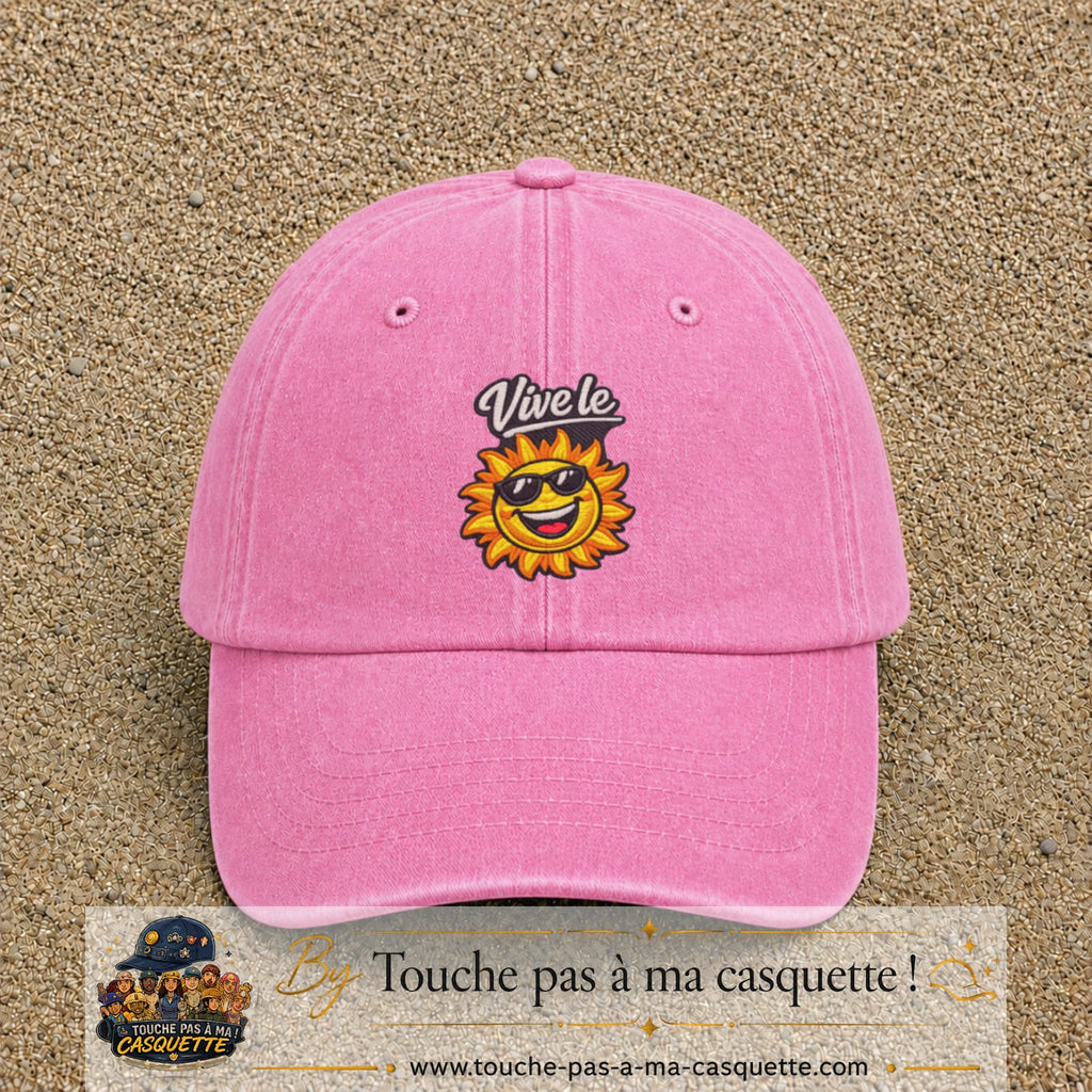 Image principale produit123grosRS - casquette Rose délavé avec visuel Vive le soleil 7 cm