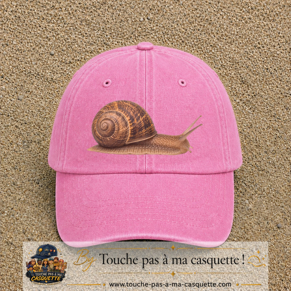 Image principale produit74grosRS - casquette Rose délavé avec visuel Escargot 7 cm