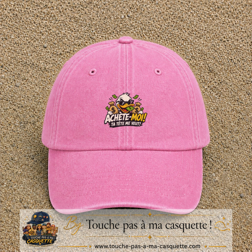 Image principale produit124moyenRS - casquette Rose délavé avec visuel Canard argent 5 cm