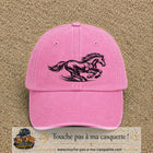 Image principale produit127grosRS - casquette Rose délavé avec visuel Cheval au galop 7 cm