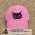 Image principale produit2grosRS - casquette Rose délavé avec visuel Chat noir yeux ronds 7 cm