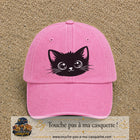 Image principale produit2grosRS - casquette Rose délavé avec visuel Chat noir yeux ronds 7 cm