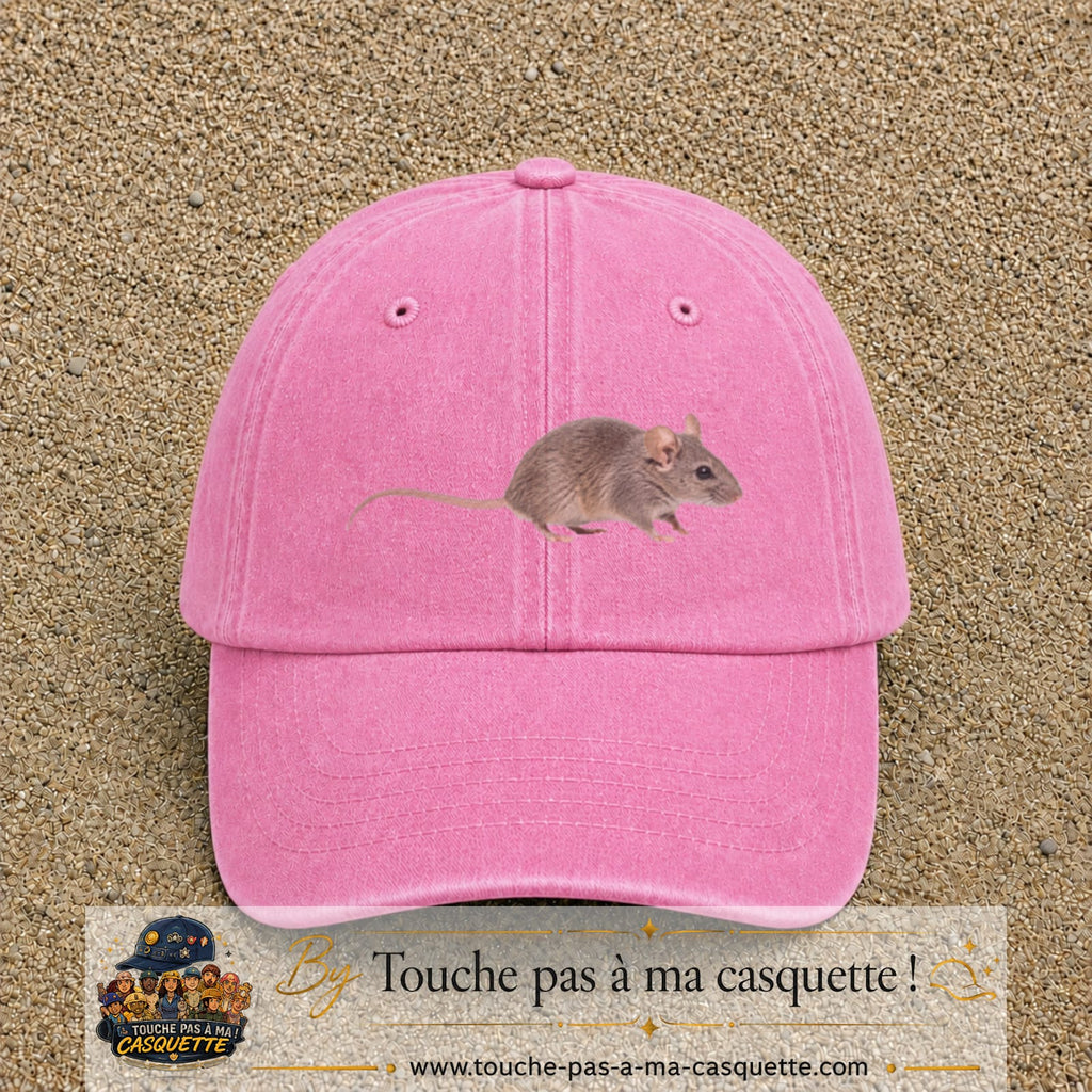 Image principale produit73grosRS - casquette Rose délavé avec visuel Souris 7 cm