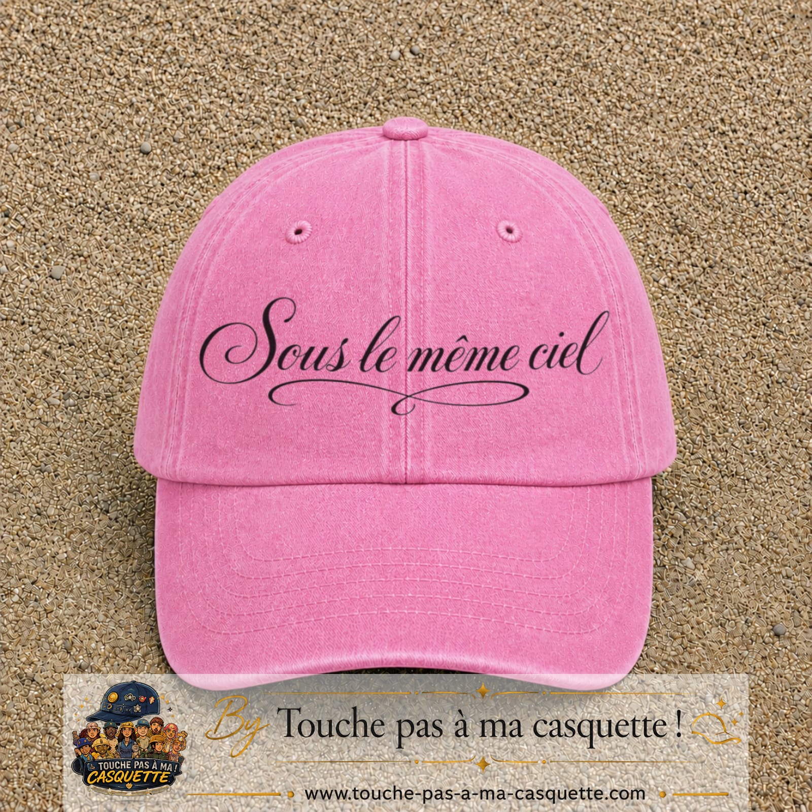 Image principale produit133grosRS - casquette Rose délavé avec visuel Sous le même ciel 7 cm