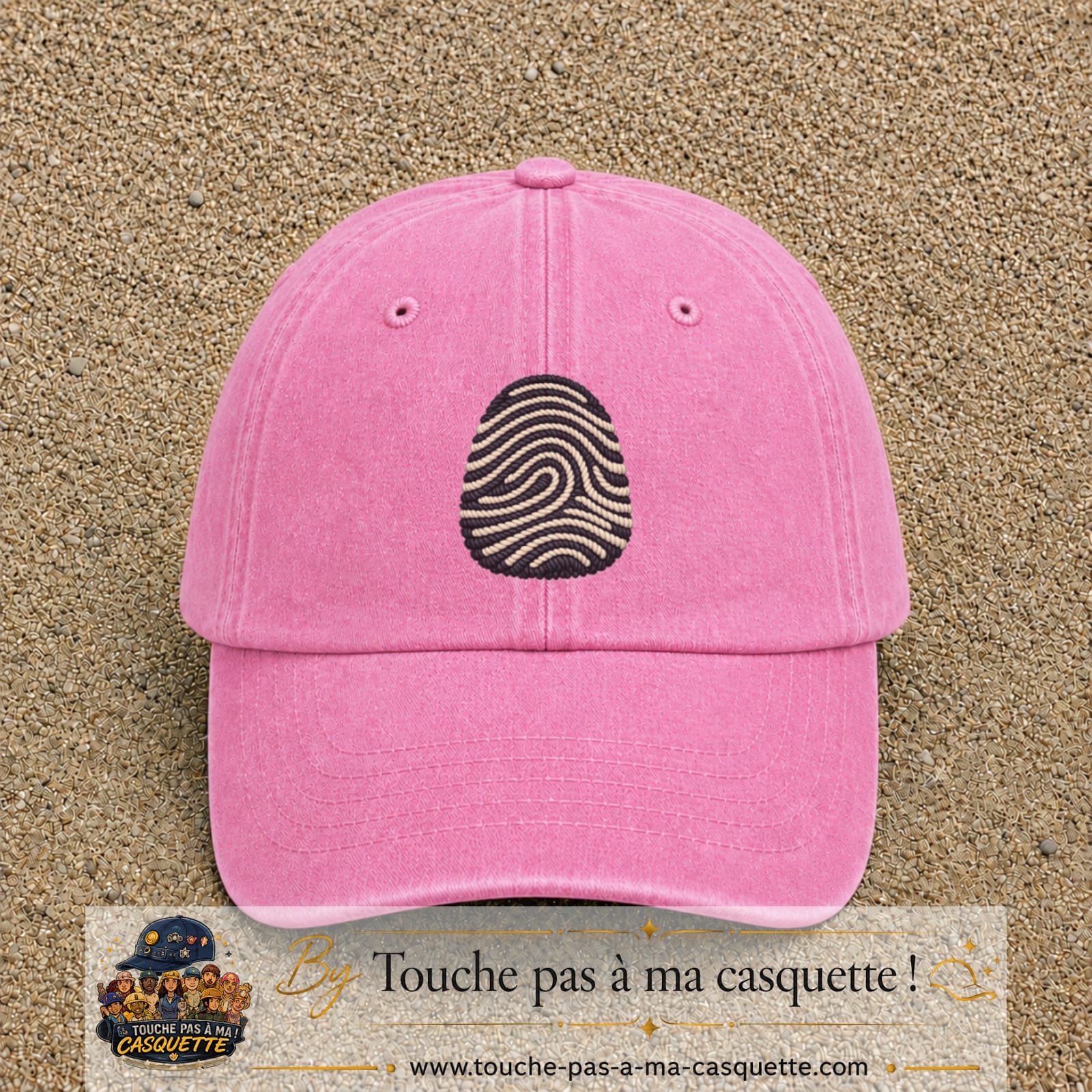 Image principale produit95grosRS - casquette Rose délavé avec visuel Empreinte digitale 7 cm