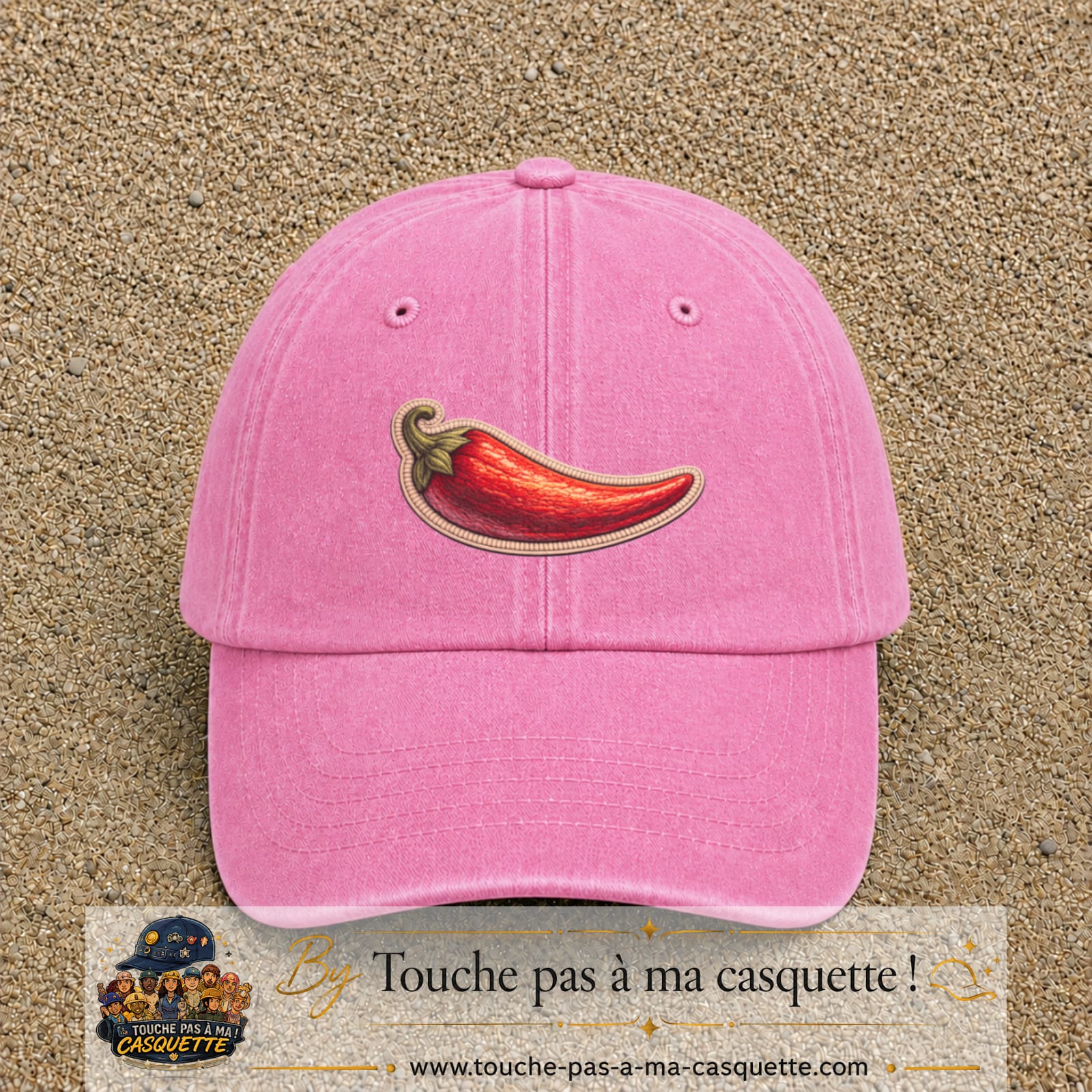 Image principale produit198moyenRS - casquette Rose délavé avec visuel Piment 5 cm