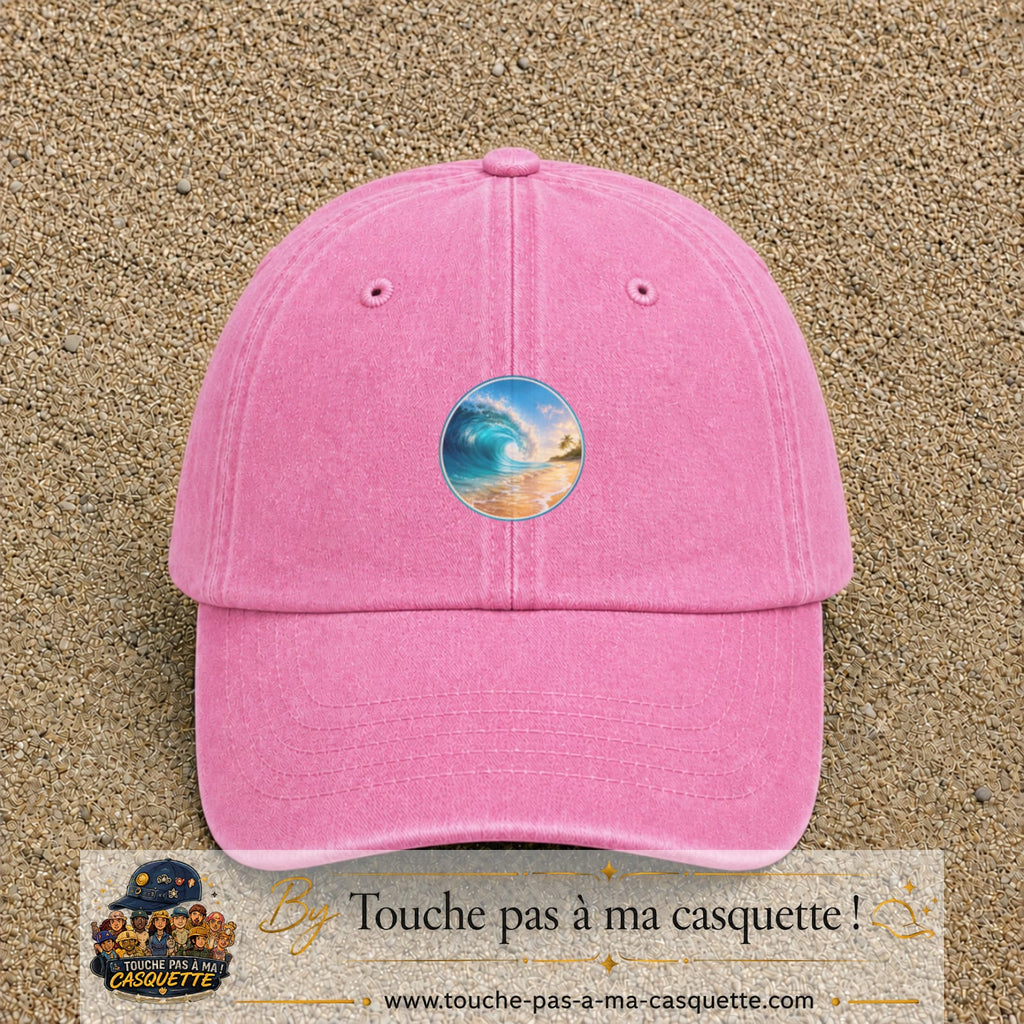 Image principale produit175moyenRS - casquette Rose délavé avec visuel Vague plage 5 cm