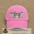 Image principale produit1grosRS - casquette Rose délavé avec visuel Chat colère ornemental 7 cm