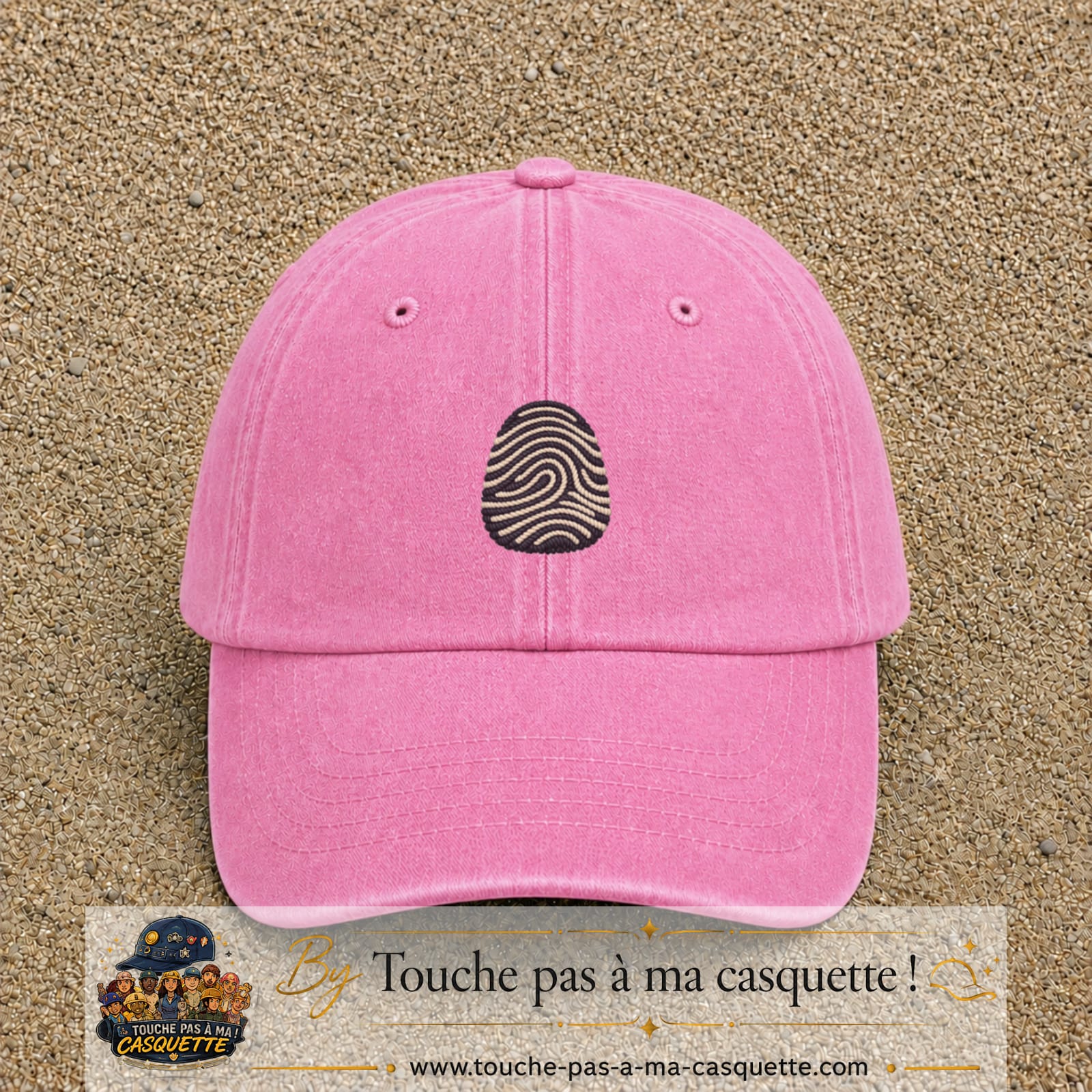 Image principale produit95moyenRS - casquette Rose délavé avec visuel Empreinte digitale 5 cm