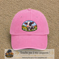 Image principale produit72grosRS - casquette Rose délavé avec visuel Vache paysage 7 cm
