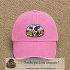 Image principale produit72grosRS - casquette Rose délavé avec visuel Vache paysage 7 cm